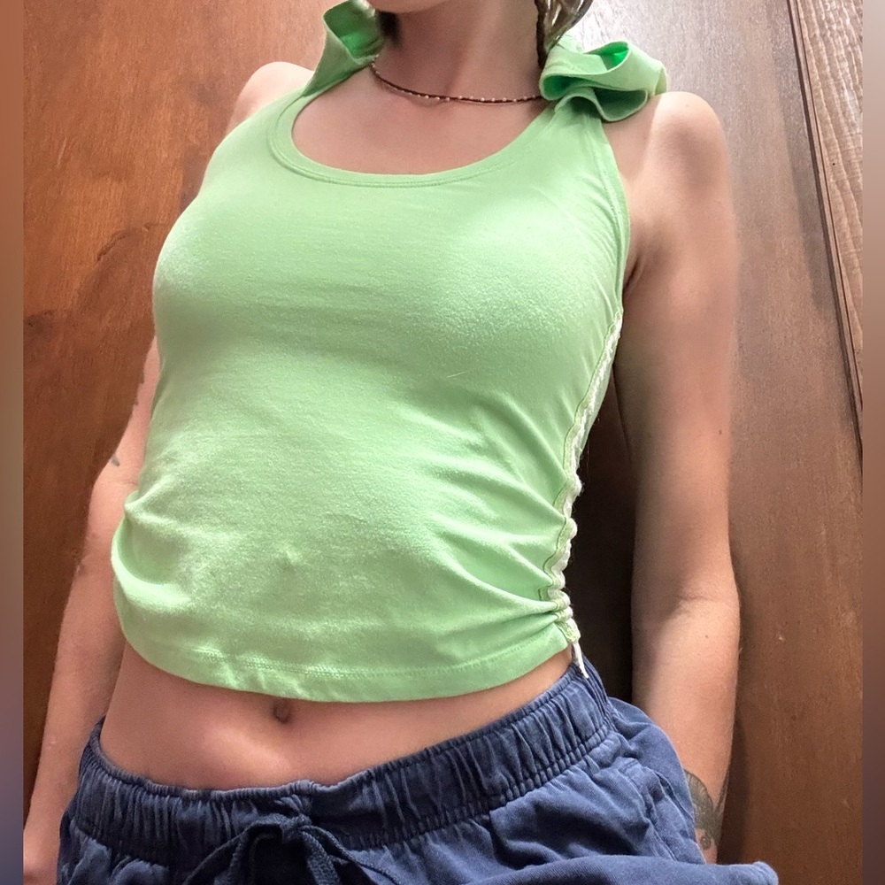 Vintage Green Hooded Cropped Tank